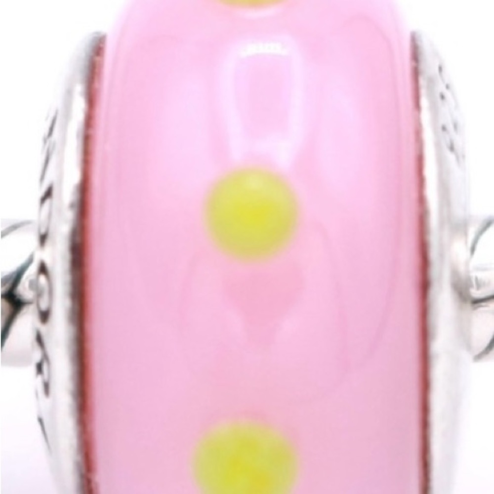 Pandora pink and green murano charm authentic